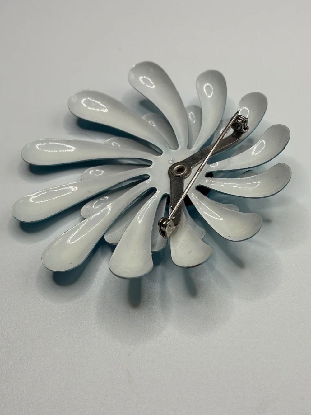 Vintage Enamel Blue Petal Brooch